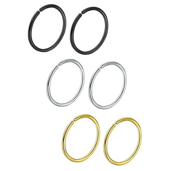 Nose Jewelry Nose Rings Set - 6 -On Closure Round Ring Non Piercing Swirl Septum Rings for Non Piercing Nose Piercing Alternatives 6PCS
