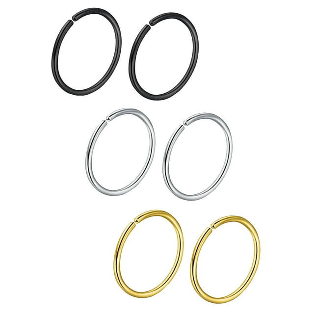 Nose Jewelry Set 6 Non Pierced -On Closure Round Ring Nose Rings for Non Piercing Swirl Septum Nose Ring Versatile Jewelry Accessory 6PCS