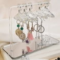 thumbnail image 4 of Suspended Type Coat Hanger Rack Earring Display Stand Large Capacity Jewelry Storage Jewelry Show Case Earring Hook for Women white-48 holes, 4 of 6