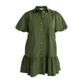 thumbnail image 4 of Free Assembly Women’s and Women's Plus Cotton Ruffle Mini Dress with Puff Sleeves, Sizes XS-4X, 4 of 5