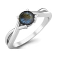 thumbnail image 2 of 0.50 Ctw Round Labradorite Solitaire 925 Sterling Silver Split Shank Mother's Day Gift Ring, 2 of 4