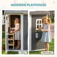 thumbnail image 4 of Outsunny Playhouse for Kids, Outdoor Wooden Playhouse with Floor, Door, Windows & Planter Box for 3-8 Years Old, Backyard, Lawn, Garden, Gray, 4 of 10