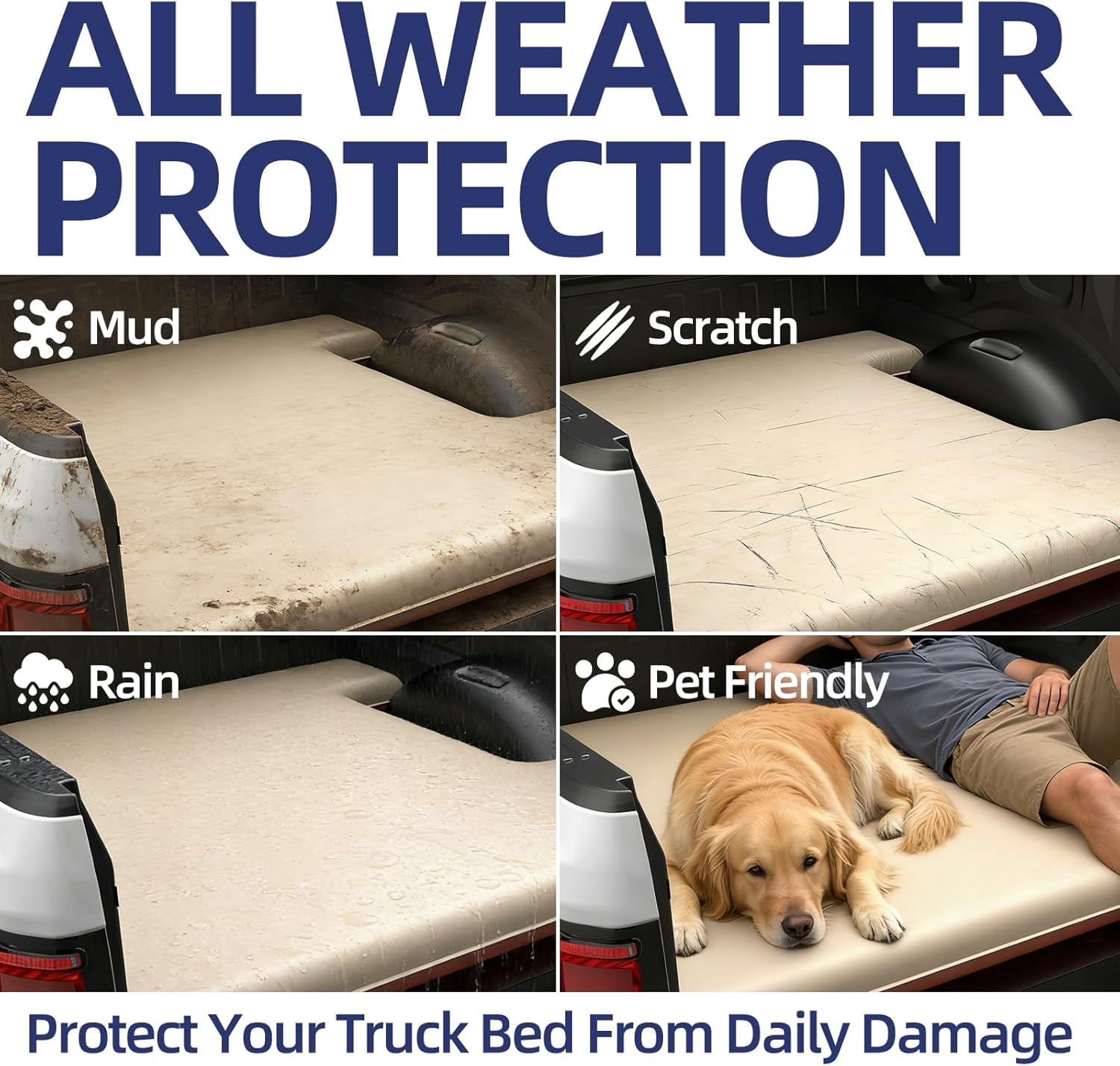 Truck Bed Mattress for 5.5-5.8Ft, Self-Inflating Mat Full-Size Short Trucks Bed for Outdoor Camping, Pickup Tent Accessories 12V Air Pump, Carry Bag, for Silverado, RAM, F Series, Sierra, Titan
