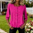 thumbnail image 7 of Womens Clothes Shorts Kelon Women's Embroidered Cotton Linen Button Top Crew Neck 3/4 Sleeve T-Shirt 2026 Spring Summer Fashion Clothes, M, 7 of 7