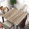 thumbnail image 2 of Square Tablecloth Wood Grain Fitted Table Cover Wipe Clean Cloth Tan Wooden Tablecloths with Elastic Edge Waterproof Polyester Cloths for Indoor Outdoor, Fit for 32"x32" Tables, Style-9, 2 of 4