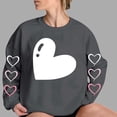thumbnail image 3 of Heart Sweatshirt Womens Long Sleeve Pullover Shirt Crewneck Trendy Cute Tops Holiday Valentines Day Outfits, M Dark Gray, 3 of 5