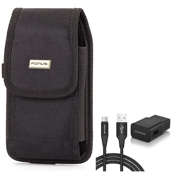 Fast Home Charger   Case Belt Clip for Motorola One 5G Ace Phone - Type-C 6ft USB Cable Quick Power and  Rugged Holster Canvas Cover Combo for Motorola One 5G Ace