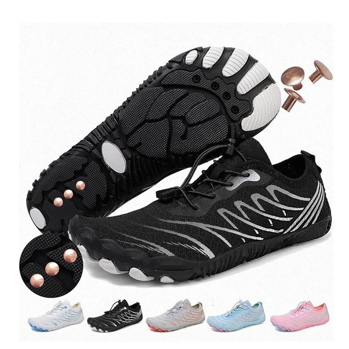 CatFox Grounding Barefoot Shoes with Copper, Waterproof Quick Dry Hiking Shoes for Men Women Non-Slip Arch Support Wide Toe Box