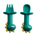 thumbnail image 1 of Baby Silicone Spoon Set Short Easy Spoon Cartoon Dinosaur Silicone Teether Anti-Slip Feeding Training Utensils, 1 of 8