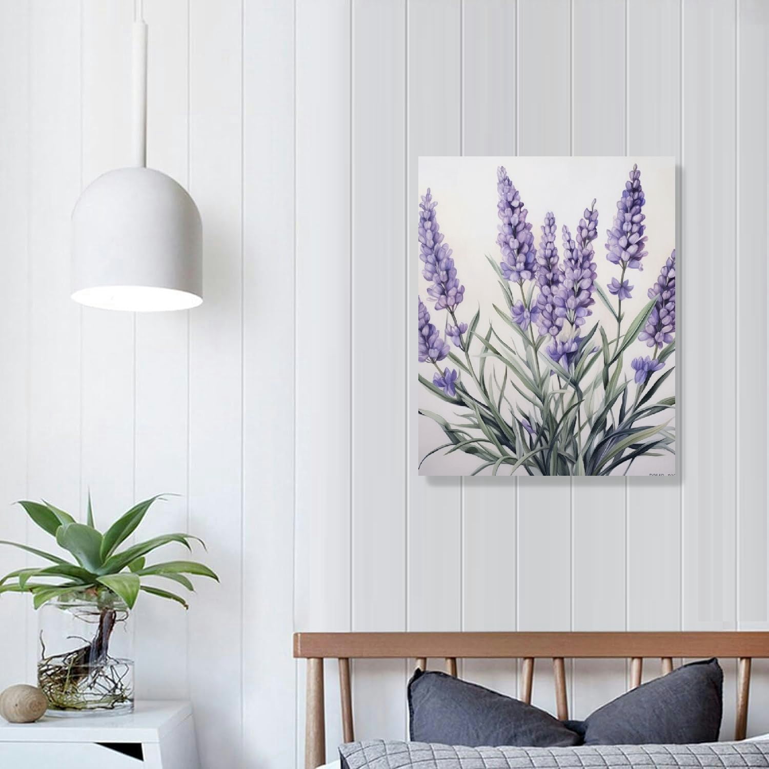ARISTURING  Lavender Canvas Wall Art Purple Flower Picture Print Floral Plants Painting Minimalism Poster Artwork for Home Living Room Bedroom Bathroom Office Decor