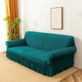 thumbnail image 3 of Homore 1 Piece Sofa Slipcover with Pleated Ruffled Skirt Washable High Stretch Durable Furniture Protector,2 Seater,Teal, 3 of 11