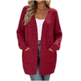 thumbnail image 5 of Women's Knit Cardigan Sweater Long Sleeve V-Neck Relaxed Fit Fall Tops with Pockets, 5 of 9