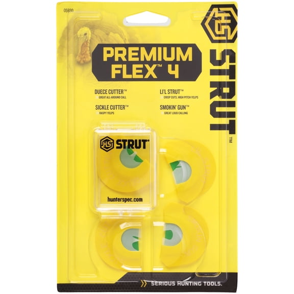 Hunters Specialties Strut Realistic Sounds Premium Flex Four Turkey Diaphragm Mouth Calls Combo, 4 Pack