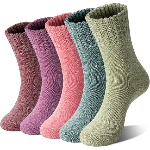 Women's Warm Winter Socks - Thermal Knit Crew Socks for Hiking & Boots, Cozy Calf-Length Socks, Christmas Stocking Stuffers Gifts