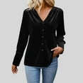 thumbnail image 5 of Womens Button Down Elegant Shirts Velvet Long Sleeve Blouses Solid Spring 2026 Tops Causal V-Neck Basic Loose Tunics Business Outfits Party Clothing, 5 of 5