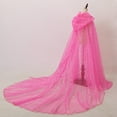 thumbnail image 4 of Htigea Adult and Kids Hooded Cloaks Sheer Floor Length Cape with Rhinestones Fashion Holiday Party Cloak Pink M, 4 of 5