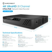 Amcrest 4K Security Camera System w/ 4K (8MP) 8CH PoE NVR, (8) x 4K (8-Megapixel) IP67 Weatherproof Metal Bullet POE IP Cameras (3840x2160), Hard Drive Not Included, NV4108E-IP8M-2496EW8 (White)