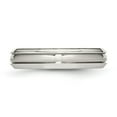 thumbnail image 3 of Stainless Steel Polished w/Brushed Center Ridged 5mm Band, 3 of 7