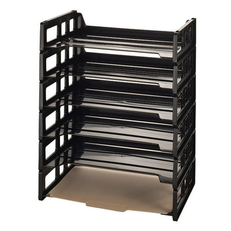 UPC: 0042491104157 | Office Depot 30% Recycled Ribbed Bottom Stackable Letter Trays  Black  Pack Of 6  10415