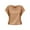 Brown, variant on Towmus Women's Short Sleeve Satin Blouses Casual Loose Scooped Neck Silk Shirts Roll Up Sleeve Tunic Tops
