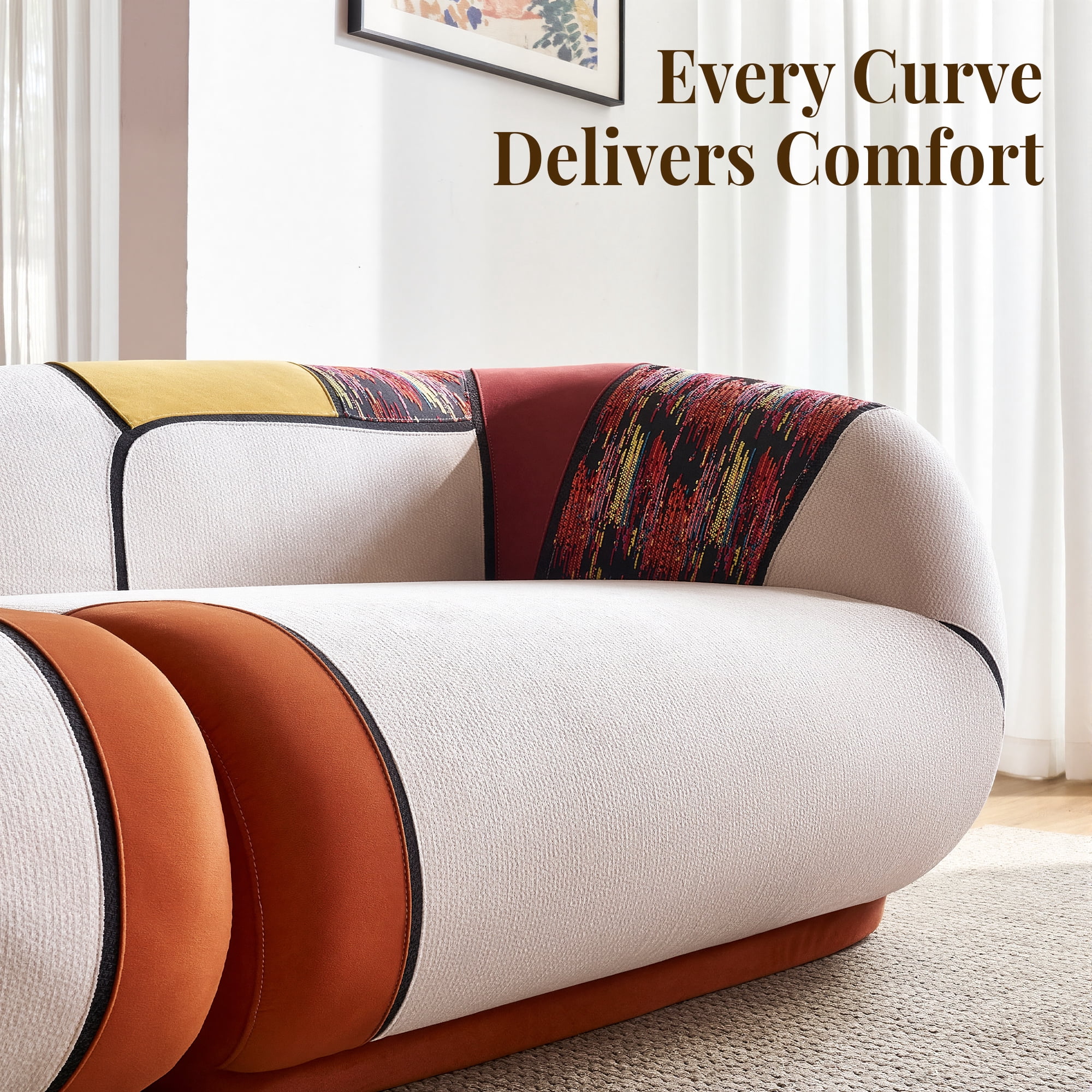 YINIX 102" Modern Sofa with Extra Deep Seat, Comfy Upholstered Couch for Living Room,Beige