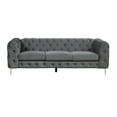 thumbnail image 2 of Capri 2- Pieces Button Tufted Gray Velvet Fabric Living room Set - 1 Sofa and 1 Loveseat, 2 of 8