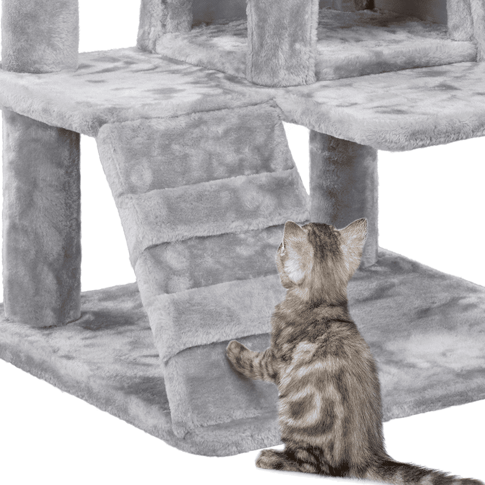 Yaheetech 53.9''H Cat Tree Condo with Scratching Post Tower, Light Gray