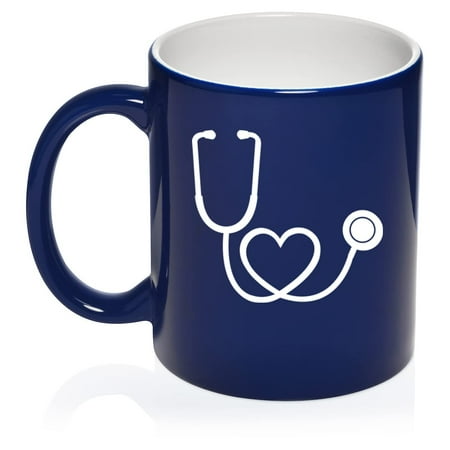 

Heart Stethoscope Nurse Doctor Ceramic Coffee Mug Tea Cup Gift for Her Sister Wife Boss Coworker Friend Birthday Cute Graduation Housewarming Physician (11oz Blue)