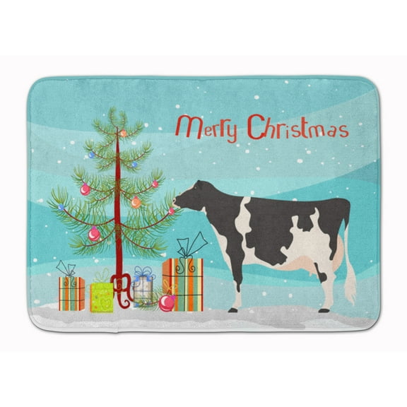 Carolines Treasures BB9189RUG Holstein Cow Christmas Machine Washable Memory Foam Mat Teal 19 X 27" multicolor