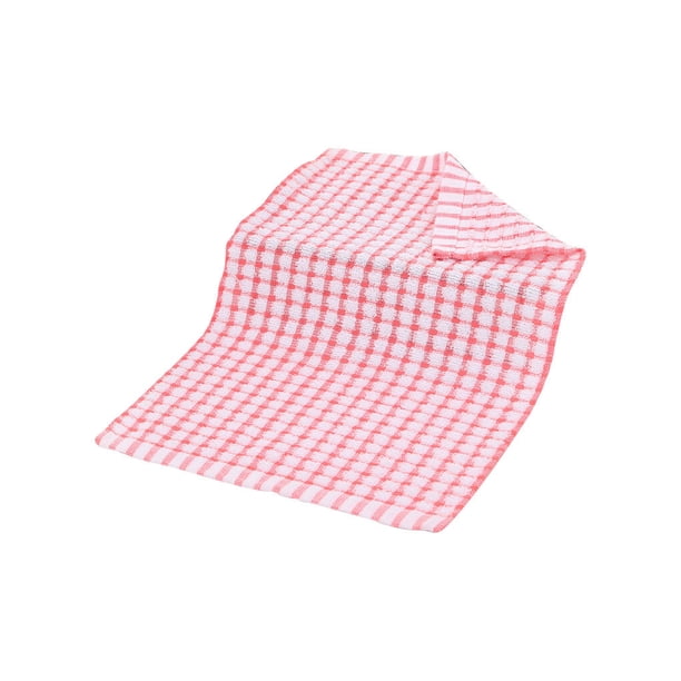Ounissouiy Paño de Algodón Toalla de cocina seca Toalla de limpieza absorbente Trapo de cocina Toalla de plumero Suministros de limpieza para el hogar Rosado