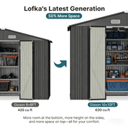 10x10 FT Sheds & Outdoor Storage with Lockable Doors, Waterproof | Galvanized Steel Garden Shed for Outdoors | Dark Grey