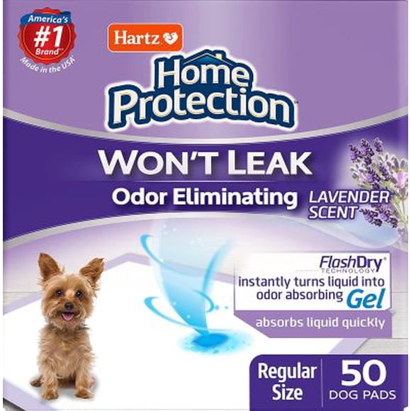 Hartz Home Protection Almohadillas perfumadas para eliminar olores para perros, superabsorbentes y sin fugas, aroma a lavanda, tamaño normal, 50 unidades