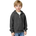 thumbnail image 5 of Boys Waffle Knit Hoodies Pullover Quarter Zip Casual Sweatshirts Long Sleeve Hooded Sweaters Tops with Pocket, 5 of 6