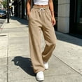 thumbnail image 5 of Women's Drawstring High Waist Wide Leg Sweatpants Y2K Loose Casual Joggrt Pants Soft Athletic Streetwear Pants with Pocket Fall Outfit Khaki, 5 of 8