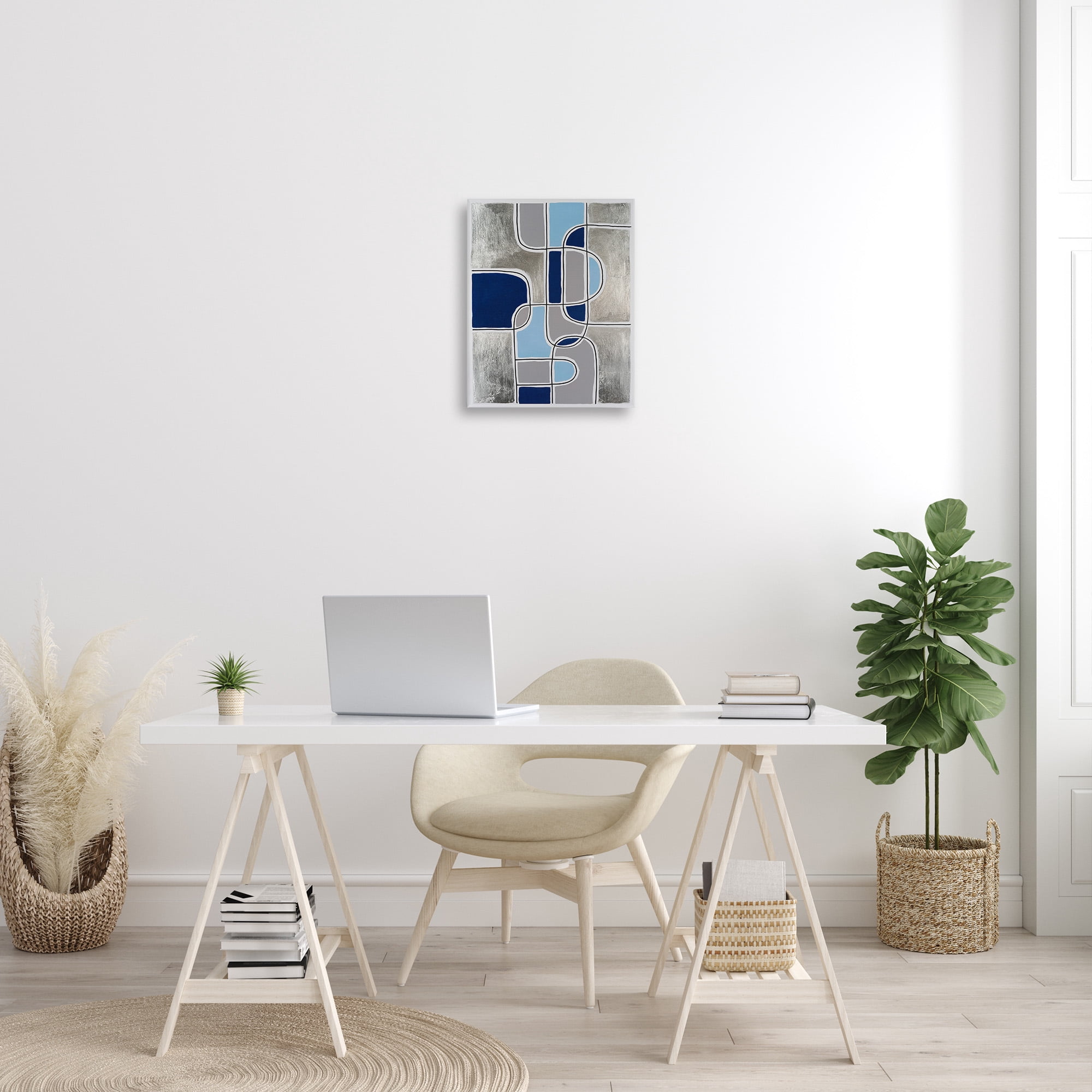 Stupell Industries Alternating Centric Shapes Abstract Painting Gallery Wrapped Canvas Art Print Wall Art, 16 x 20