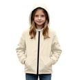 thumbnail image 4 of Cethrio Girls Waterproof Jackets Size 10-12, Zip up Long Sleeve Outdoor Lightweight Girls Windbreakers Beige, 4 of 7