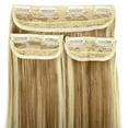 thumbnail image 3 of SHCKE Clip in Hair Extensions 24" Straight Hair Extension 3Pcs Ginger Brown Mix Bleach Blonde Clip On Hair Extensions Heat Resistant Synthetic Fiber Hair Pieces for Women, 3 of 5