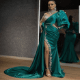 thumbnail image 4 of 2024 Banquet Evening Dress With Silver Sequins On The Tail Of The Host Model Slimming Team Performance Costume Stage Dress-GreenL, 4 of 10
