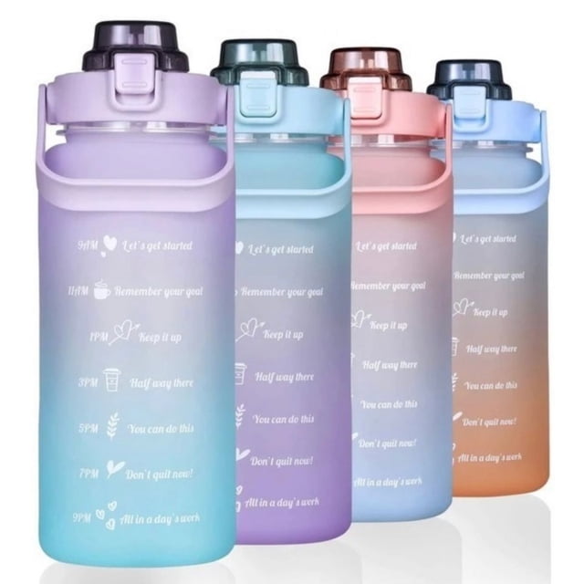 Botella de agua Motivational Celeste de 2 litros con pegatinas