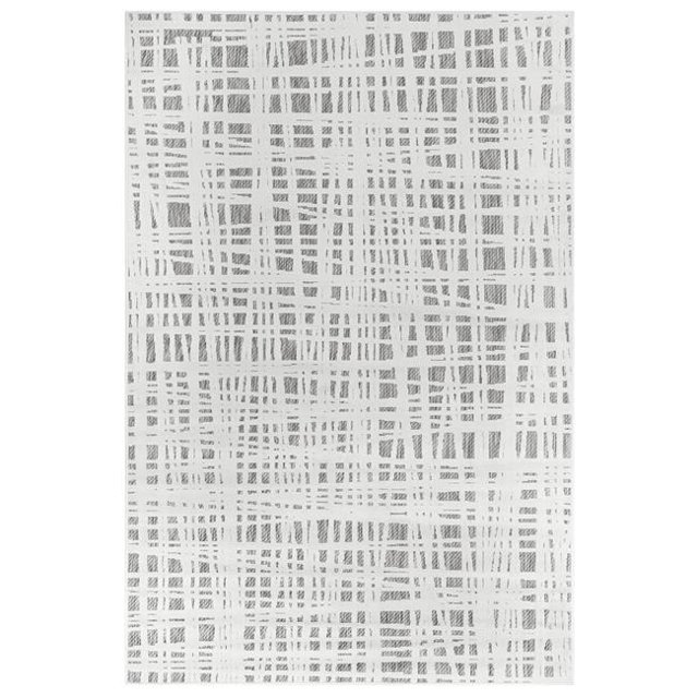 Trans-Ocean Imports RTO45703712 Liora Manne Rialto Grid Indoor & Outdoor Rug, Ivory - 39 x 59 in.