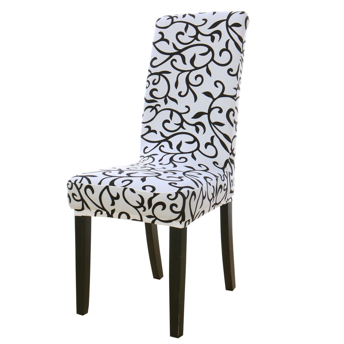 Piccocasa Elastic Spandex 1 Piece Dining Chair Covers(White Black)