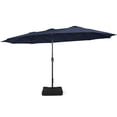 thumbnail image 2 of Costway 15FT Double-Sided Twin Patio Umbrella Sun Shade Outdoor Crank Market Base Navy, 2 of 10