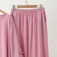 thumbnail image 4 of BaoFuBaoMei Rayon Pajamas for Women 2 Piece Plus Size Crew Neck Short Sleeve Top and Pants Sleepwear Solid Relaxed Fit Comfy Lounge Set, 4 of 9