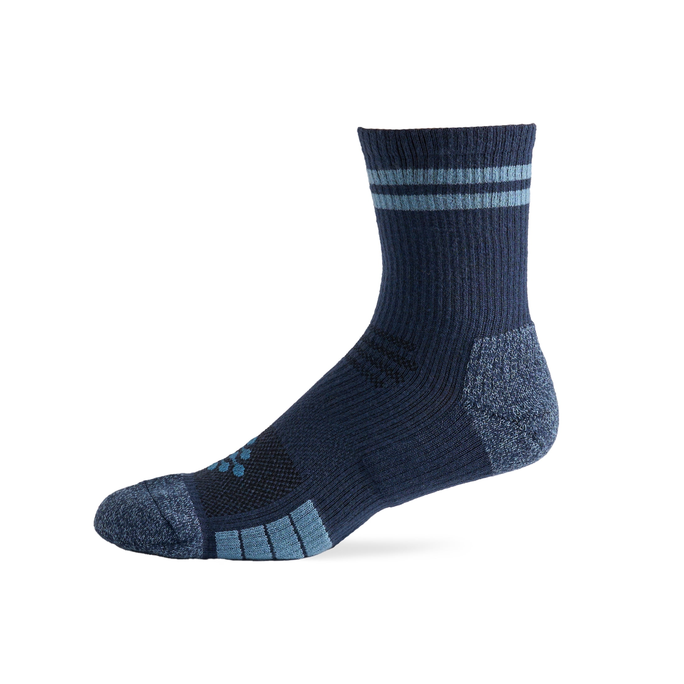 TRUEENERGY Flow High Impact Cushion Stripe Mid-Crew Sock, Men's Size 10-14.5, 3-pack