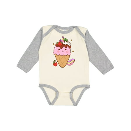

Inktastic Kawaii Ice Cream Cone Gift Baby Boy or Baby Girl Long Sleeve Bodysuit