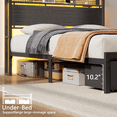 thumbnail image 4 of Satifur Full Bed Frame with 2 Drawers & Storage Headboard, Platform Metal Bed with Charging Station, No Box Spring Needed, Rustic Grey, 4 of 10