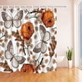 thumbnail image 1 of Cortina de ducha ABPHQTO Papel de pared Decoración Mariposa con Rosas Tejido de poliéster 160x180 cm, 1 of 1
