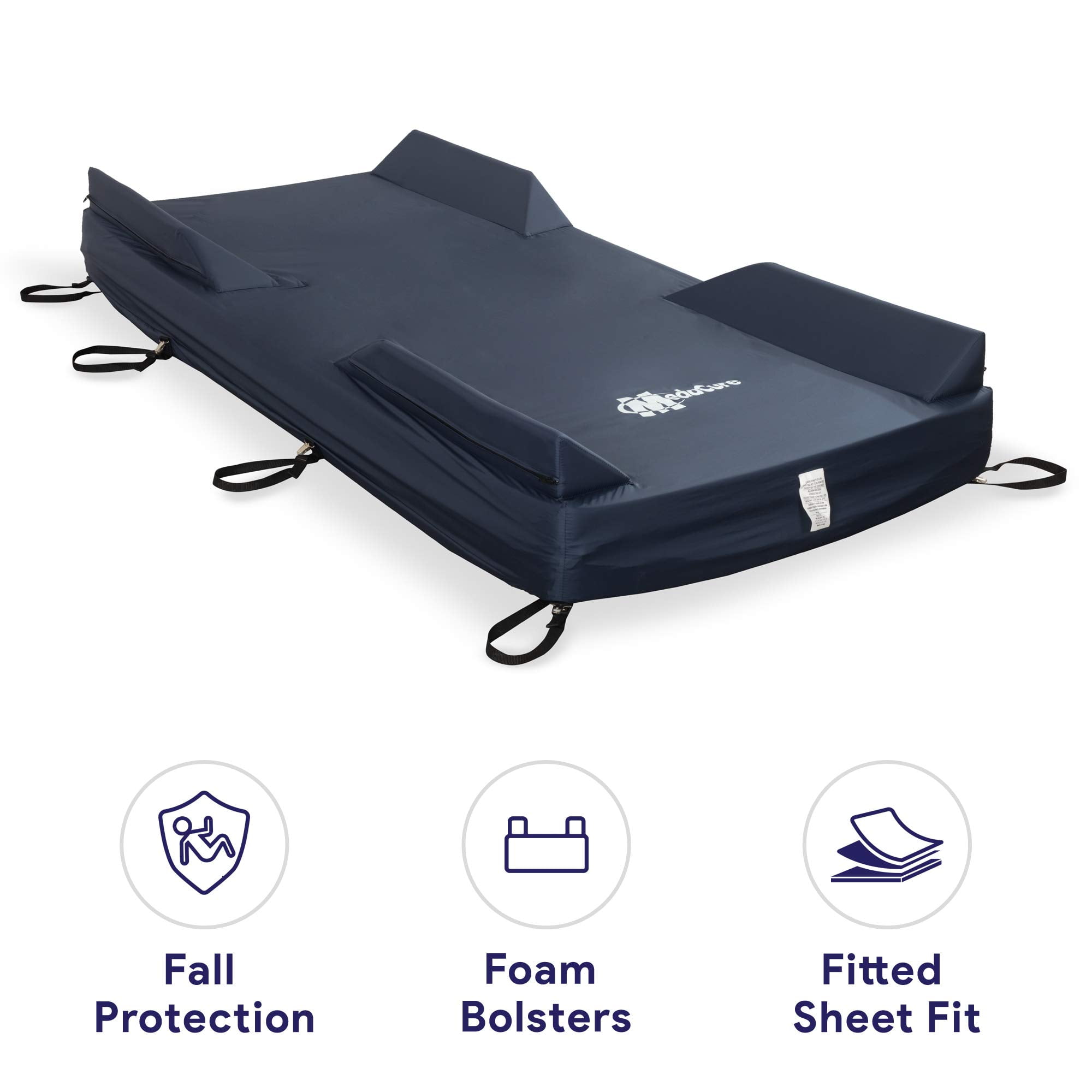 Medacure Universal Mattress Cover with with Foam Bolsters for Fall Prevention - 36 x 80 x 8