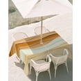 thumbnail image 2 of Outdoor Tablecloth with Umbrella Hole, Yellow Brown Spillproof Waterproof Outdoor Table Cover, Gradient Wave Stripes Modern Geometric Patio Tablecloths for Party Picnic Camping, Rectangle 60"x120", 2 of 9