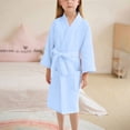 thumbnail image 1 of Kids' Long Sleeve Hooded Bath Towel Robe with Pocket, Absorbent Polyester-Spandex Blend for Bath, Pool, and Beach, 1 of 7